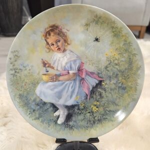 Decorative Plate with Girl and Spider Design